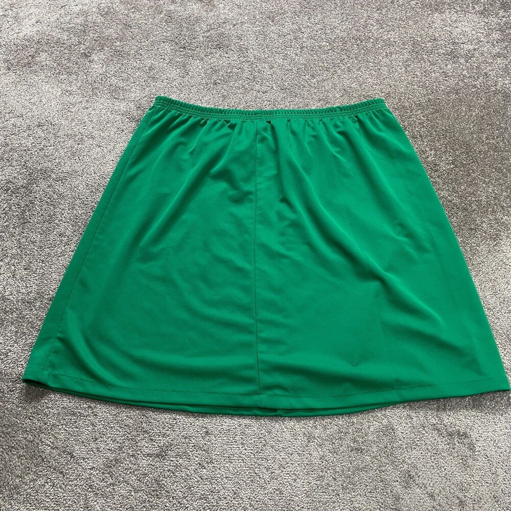 Roaman's A-Line Knee Length Skirt Womens W44 Solid Green Elastic Waist Stretch